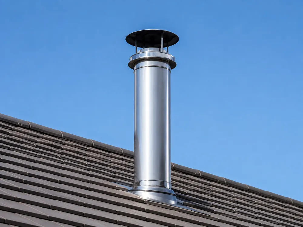 Conduit métallique de cheminée sur toiture